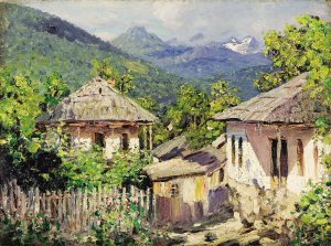 Village Scene by Nikolay Nikanorovich Dubovskoy Oil Painting