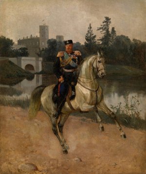 Portrait of Alexander III on Horseback at Gatchina by Nikolay Shilder Oil Painting