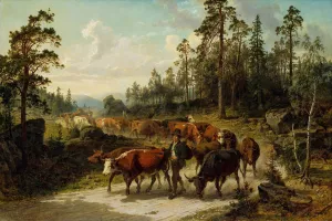 Driving Cattle in Smaland by Nils Andresson Oil Painting