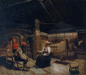 The Family by Nils Bergslien Oil Painting