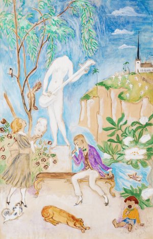 Den sonderslagna statyn II by Nils Dardel Oil Painting