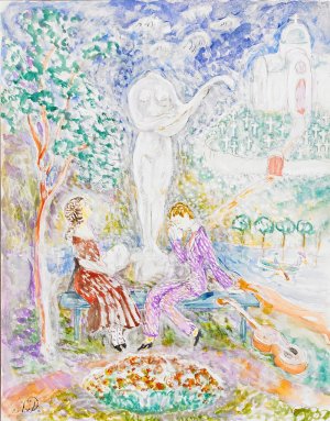 Den sonderslagna statyn by Nils Dardel Oil Painting