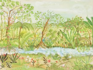 Exotiskt landskap by Nils Dardel Oil Painting