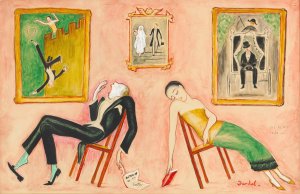 Familjeidyll by Nils Dardel Oil Painting