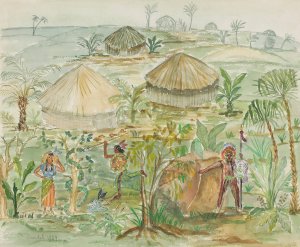 Indianlagret by Nils Dardel Oil Painting