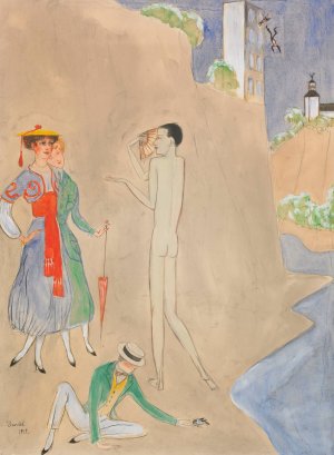 Konversation by Nils Dardel Oil Painting