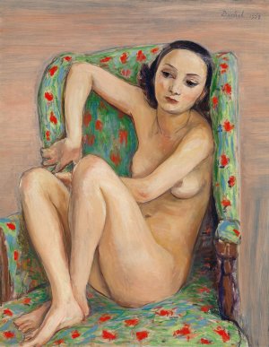 Model in a Green Chair by Nils Dardel Oil Painting