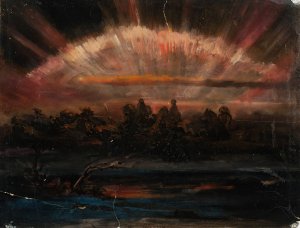 Asgardsreia, Sketch by Nils Jakob Olsson Blommer Oil Painting