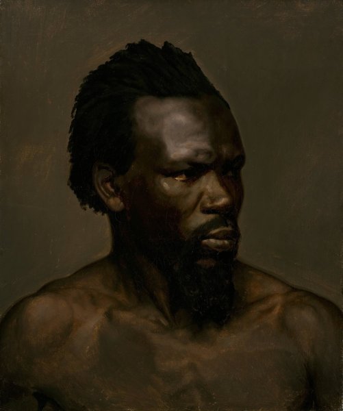 Bust Portrait Of A Black Man  by Nils Jakob Olsson Blommer - Hand-Painted Oil Painting Reproduction