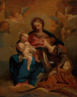 The Mystical Marriage Of Saint Catherine by Nils Jakob Olsson Blommer Oil Painting