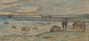 At the Beach by Nils Kreuger Oil Painting