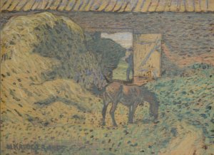 At the Hayloft by Nils Kreuger Oil Painting