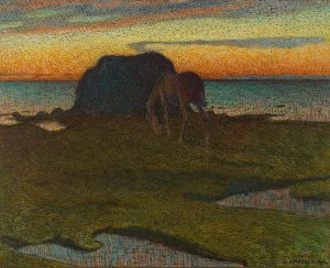 By the Seaweed Stack by Nils Kreuger Oil Painting