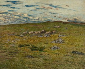 Grazing Sheep by Nils Kreuger Oil Painting