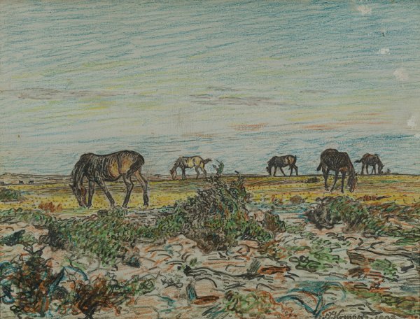 Main Product Photo of Horses Grazing  Painting by Nils Kreuger