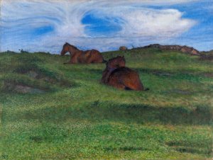 Horses Resting by Nils Kreuger Oil Painting