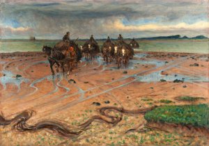 Seaweed Carters, Halland Coast by Nils Kreuger Oil Painting