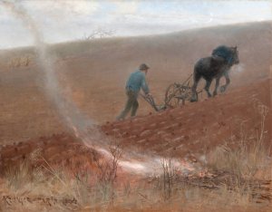 Spring Ploughing by Nils Kreuger Oil Painting
