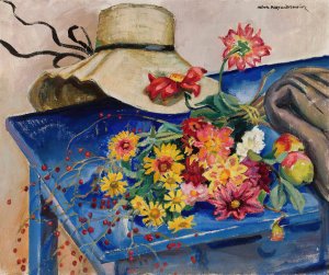 Hat with flowers by Nina Aleksandrowicz Oil Painting