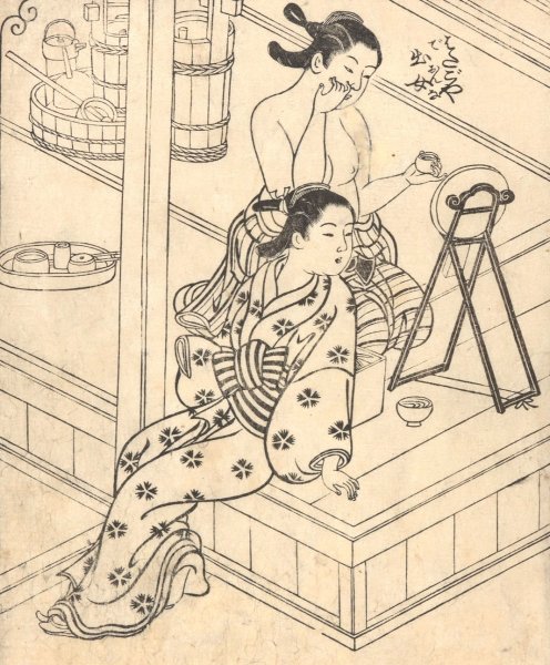 The Toilet  by Nishikawa Sukenobu - Hand-Painted Oil Painting Reproduction