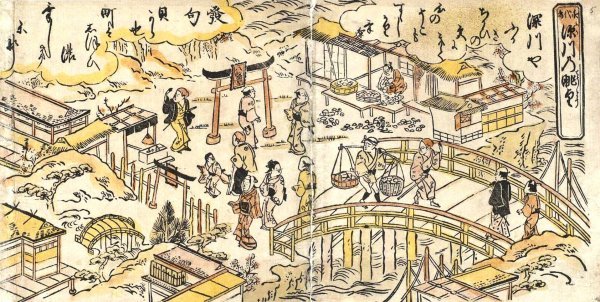 Main Product Photo of Panoramic View of Fukagawa from Eitai Bridge  Painting by Nishimura Shigenaga