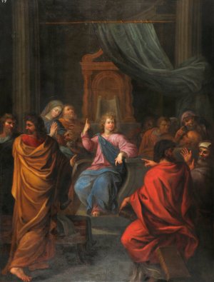 Jesus au milieu des docteurs by Noel Halle Oil Painting