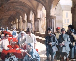 The Scottish Women's Hospital, In The Cloister of the Abbaye at Royaumont. Dr. Frances Ivens by Norah Neilson Gray Oil Painting