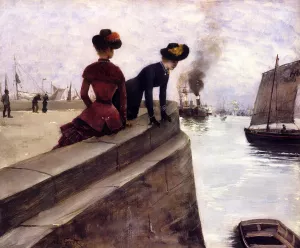 On the Jetty; Le Havre by Norbert Goeneutte - Oil Painting Reproduction