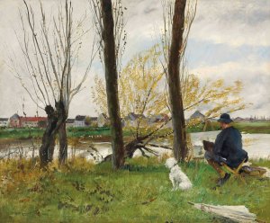 Peintre Au Bord D'une Riviere by Norbert Goeneutte Oil Painting