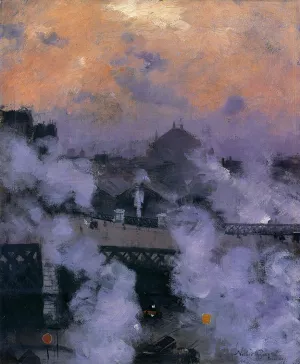 The Pont de l'Europe at Night by Norbert Goeneutte - Oil Painting Reproduction