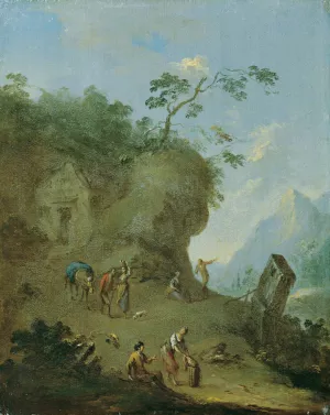 Hutte auf einer WaldhOhe by Norbert Joseph Carl Grund Oil Painting