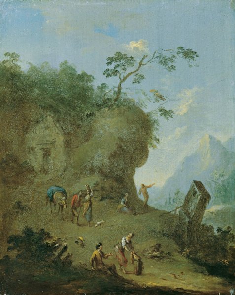 Main Product Photo of Hutte auf einer WaldhOhe  Painting by Norbert Joseph Carl Grund