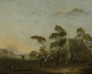 Merry-making in the countryside by Norbert Joseph Carl Grund Oil Painting