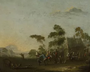 Merry-making in the countryside by Norbert Joseph Carl Grund Oil Painting
