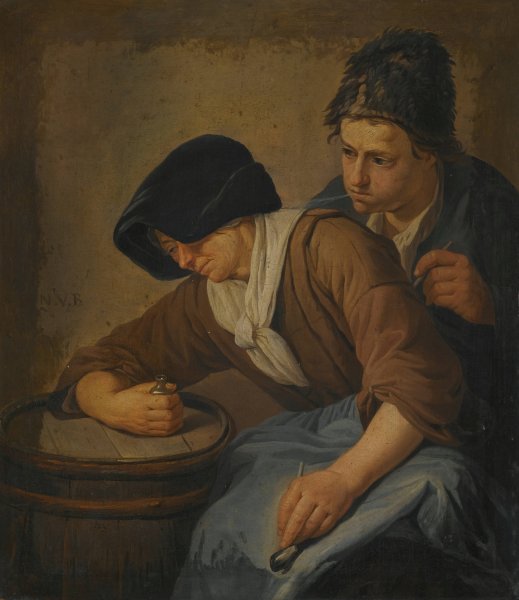 Main Product Photo of Interior With a Man And a Woman Smoking Painting by Norbert Van Bloemen
