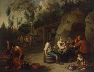 Peasant Family Sitting at a Table by Norbert Van Bloemen Oil Painting
