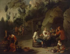 Peasant Family Sitting at a Table by Norbert Van Bloemen - Oil Painting Reproduction