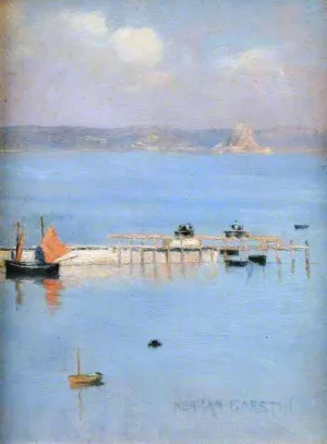 A View of Mount's Bay with the North Pier by Norman Garstin Oil Painting