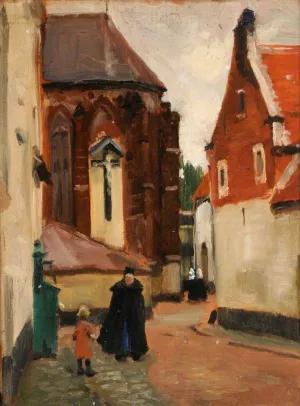 B?guinage Church painting by Norman Garstin