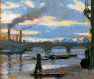 Battersea Bridge by Norman Garstin - Oil Painting Reproduction