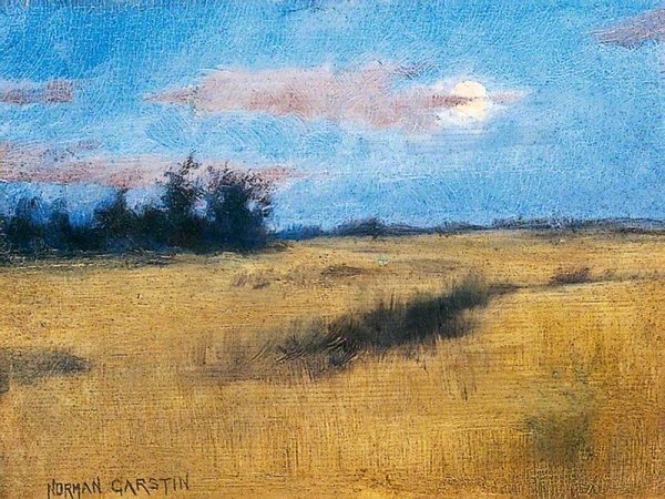 Canadian Landscape with Rising Moon by Norman Garstin - Hand-Painted Oil Painting Reproduction
