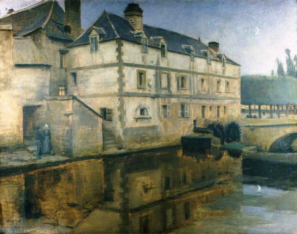 Moulin de la ville, Quimperl?, France by Norman Garstin - Hand-Painted Oil Painting Reproduction