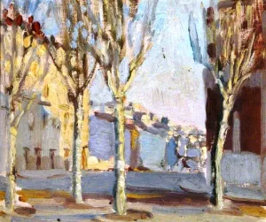 Street and Trees by Norman Garstin Oil Painting