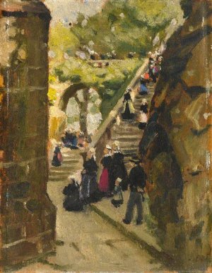 The Pardon of Saint Barbe, Brittany, France by Norman Garstin Oil Painting
