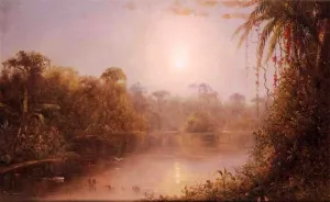 Tropical River Scene by Norton Bush - Oil Painting Reproduction