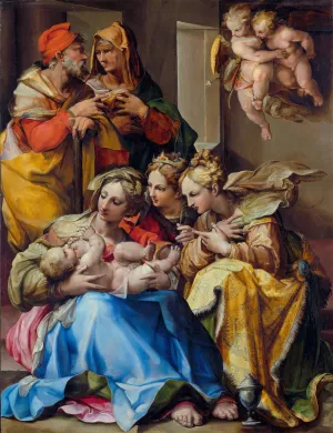 Holy Family with Saints Anne,Catherine of Alexandria and Mary Magdalene by Nosadella (Giovanni Francesco Bezzi) Oil Painting