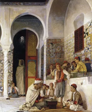 A Lesson in the Koran by Numa Marzocchi De Belluci Oil Painting