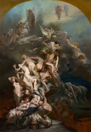 Heaven and Hell by Octave Tassaert Oil Painting