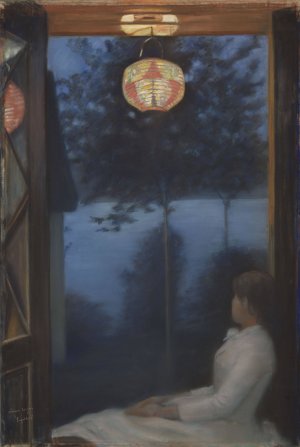 A Japanese Lantern by Oda Krohg Oil Painting