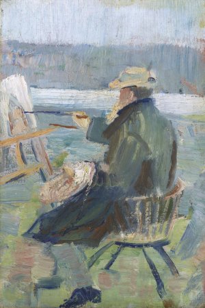 Christian Krohg at the Easel by Oda Krohg Oil Painting